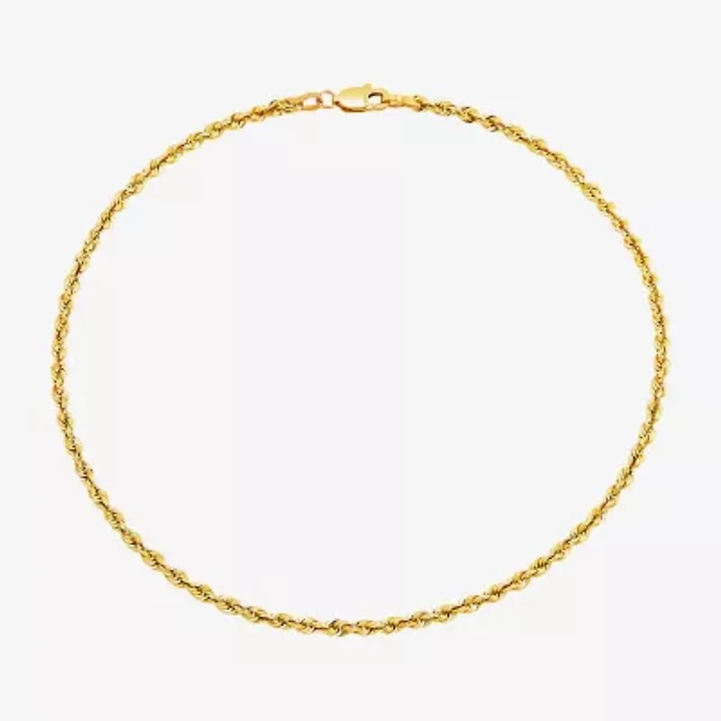 Limited Quantities! Womens 10K Gold 10 Inch Hollow Rope Chain Bracelet