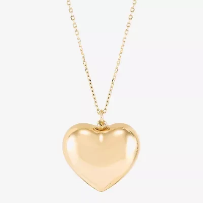 Limited Quantities! Womens 10K Gold Heart 17 Inch Pendant Necklace