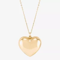 Limited Quantities! Womens 10K Gold Heart 17 Inch Pendant Necklace