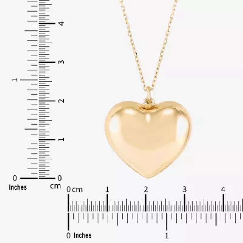 Limited Quantities! Womens 10K Gold Heart 17 Inch Pendant Necklace