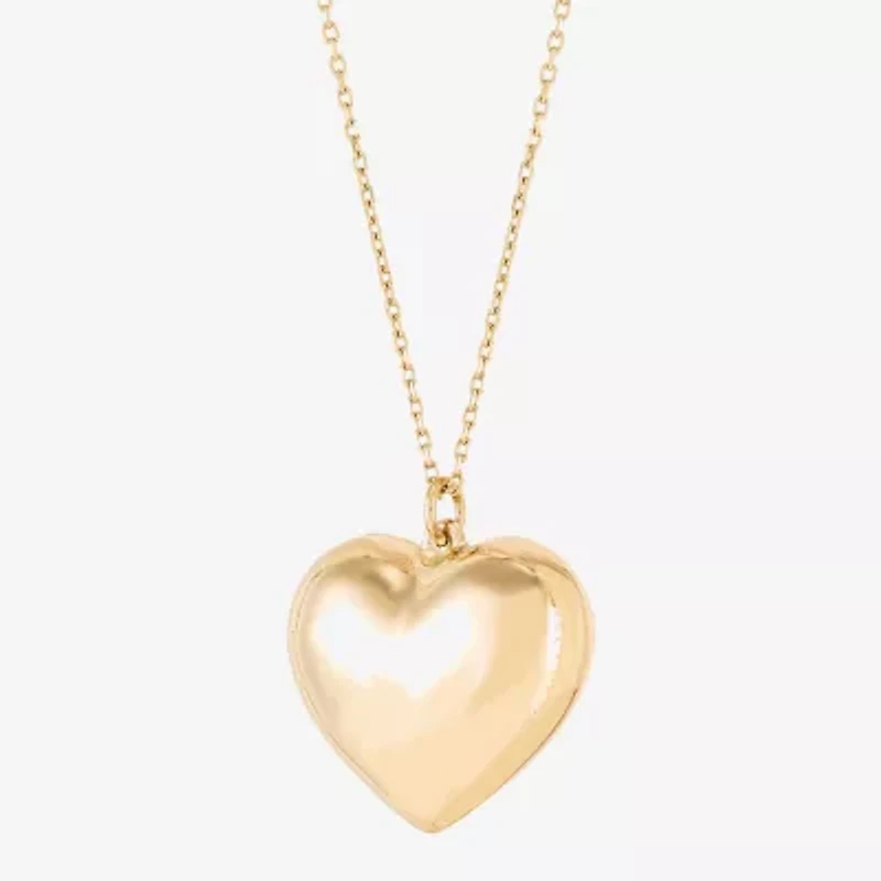 Limited Quantities! Womens 10K Gold Heart 17 Inch Pendant Necklace