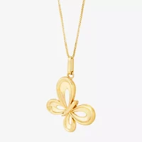 Limited Quantities! Womens 10K Gold Butterfly 18 Inch Pendant Necklace