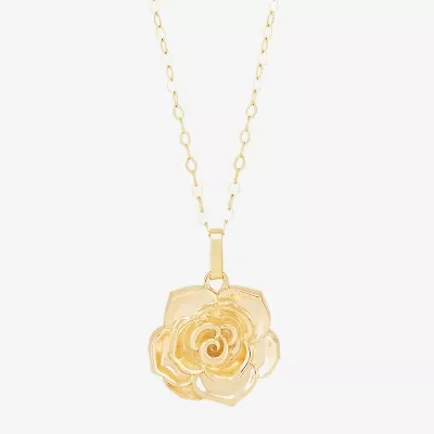 Limited Quantities! Womens 10K Gold Flower 18 Inch Pendant Necklace