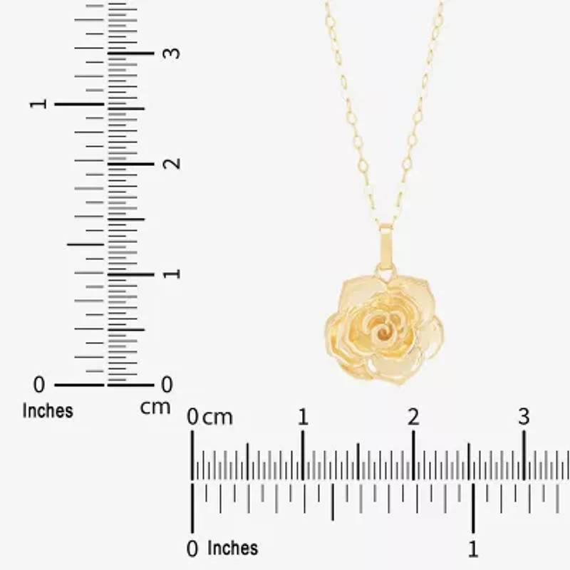 Limited Quantities! Womens 10K Gold Flower 18 Inch Pendant Necklace