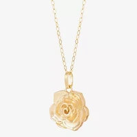 Limited Quantities! Womens 10K Gold Flower 18 Inch Pendant Necklace