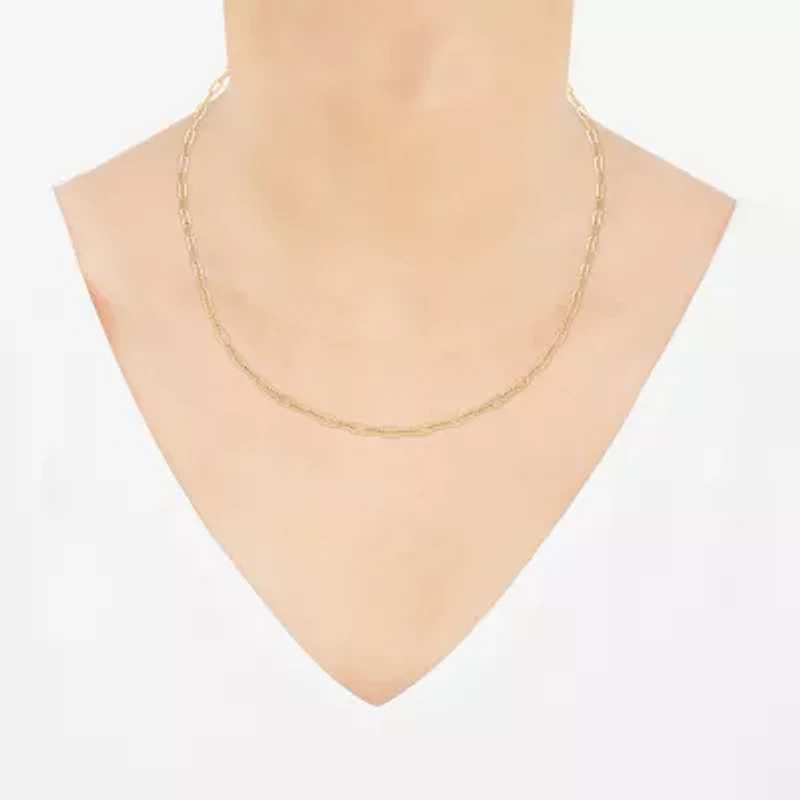 Limited Quantities! Womens 14K Gold 16 Inch Paperclip Chain Necklace