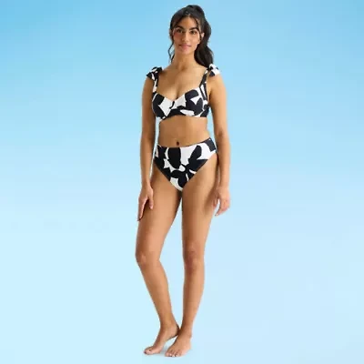 Mynah Womens Lined Floral High Waist Bikini Swimsuit Bottom