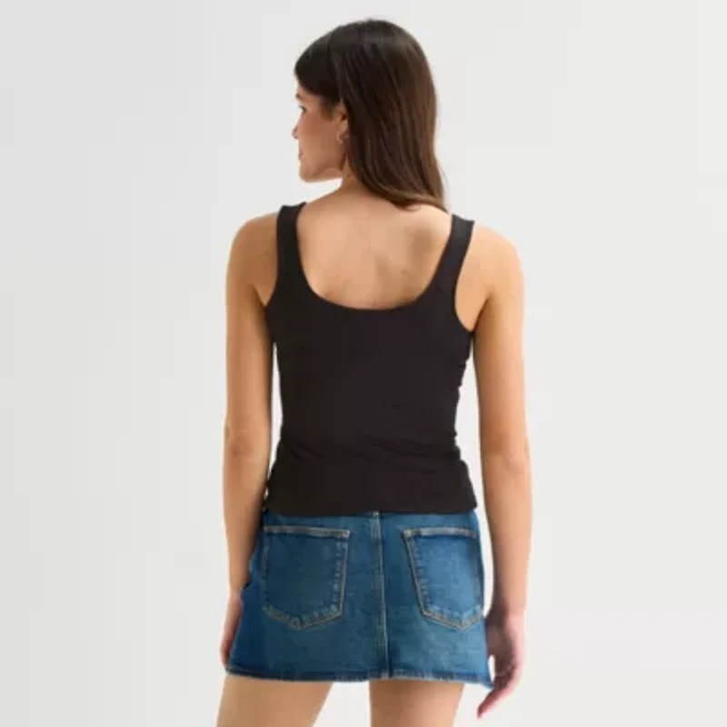 Arizona Womens Juniors Scoop Neck Sleeveless Tank Top