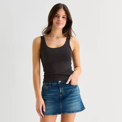 Arizona Womens Juniors Scoop Neck Sleeveless Tank Top