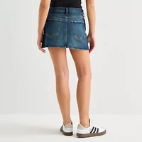 Arizona Womens Juniors Mid Rise Midi Denim Skirt