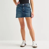 Arizona Womens Juniors Mid Rise Midi Denim Skirt