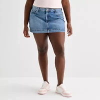 Arizona Womens Juniors Plus Mid Rise Denim Skirt