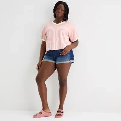 Arizona Curvy Womens 2 1/2" Mid Rise Juniors Plus Denim Short