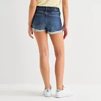 Arizona Curvy Womens 2 1/2" Mid Rise Juniors Denim Short