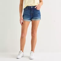 Arizona Curvy Womens 2 1/2" Mid Rise Juniors Denim Short