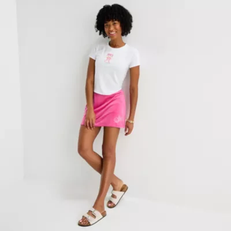 Juicy By Couture Womens Juniors Crew Neck Short Sleeve Regular Fit Graphic T-Shirt