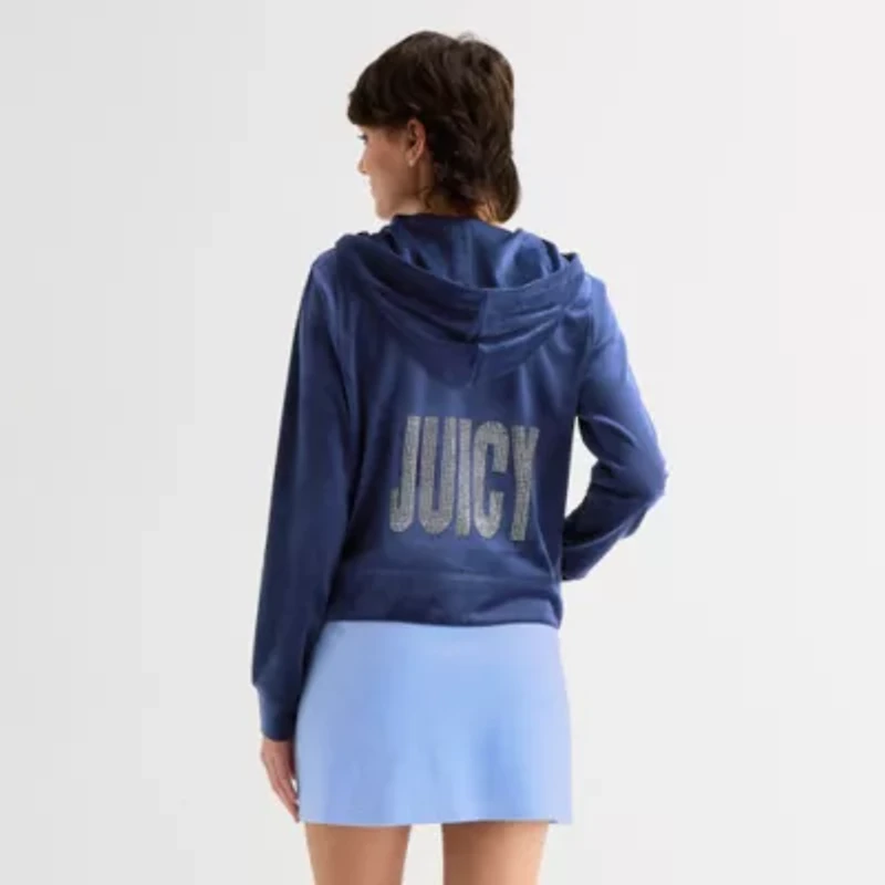 Juicy By Couture Womens Juniors Hooded Lightweight Track Jacket