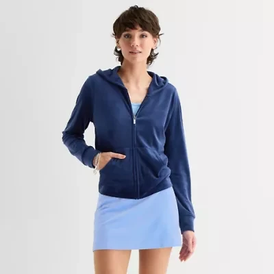 Juicy By Couture Womens Juniors Hooded Lightweight Track Jacket