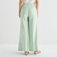 Liz Claiborne Womens Wide Leg Mid Rise Trouser