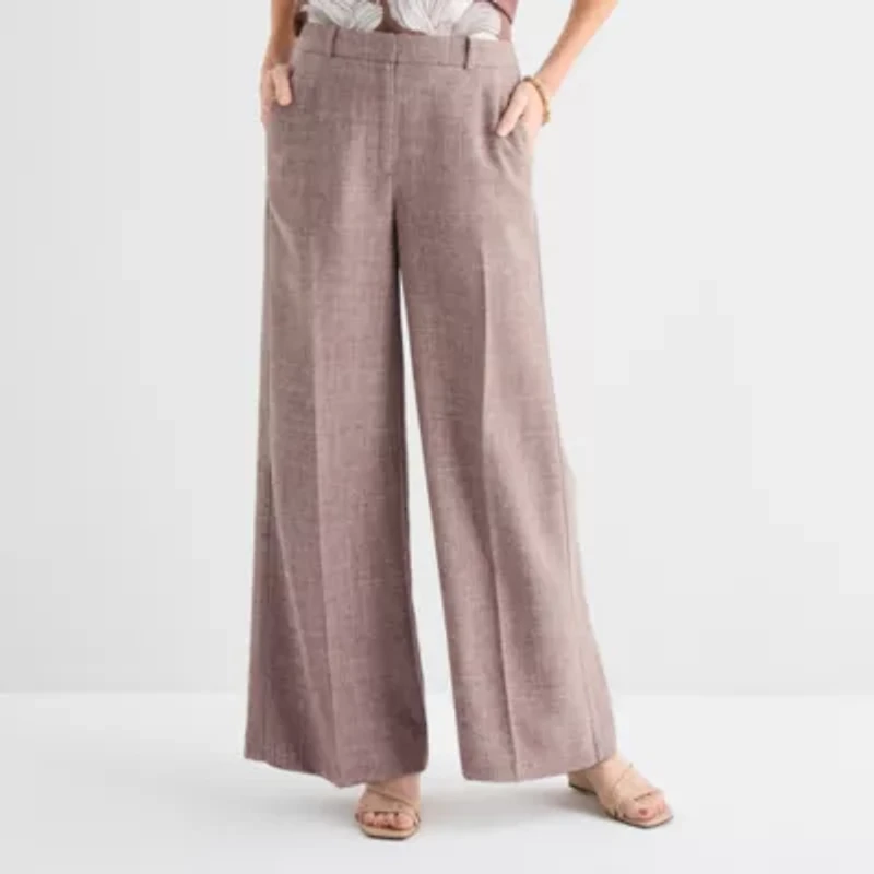 Liz Claiborne Womens Wide Leg Mid Rise Trouser