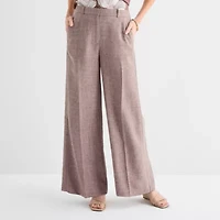 Liz Claiborne Womens Wide Leg Mid Rise Trouser