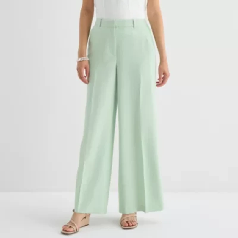 Liz Claiborne Womens Wide Leg Mid Rise Trouser