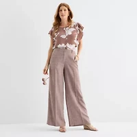 Liz Claiborne Womens Wide Leg Mid Rise Trouser