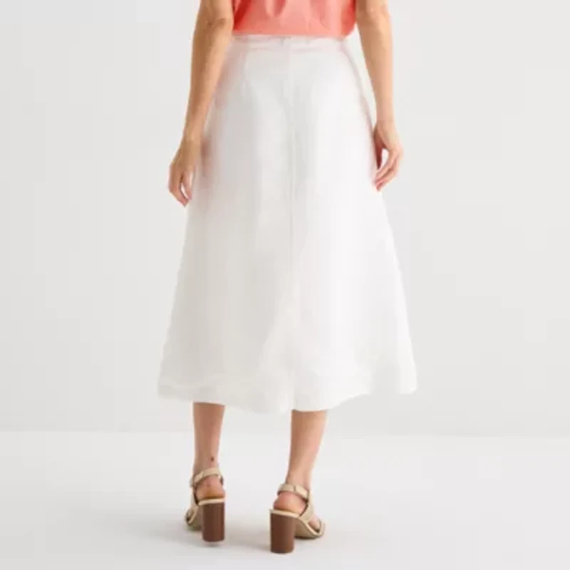 Liz Claiborne Womens Midi A-Line Skirt