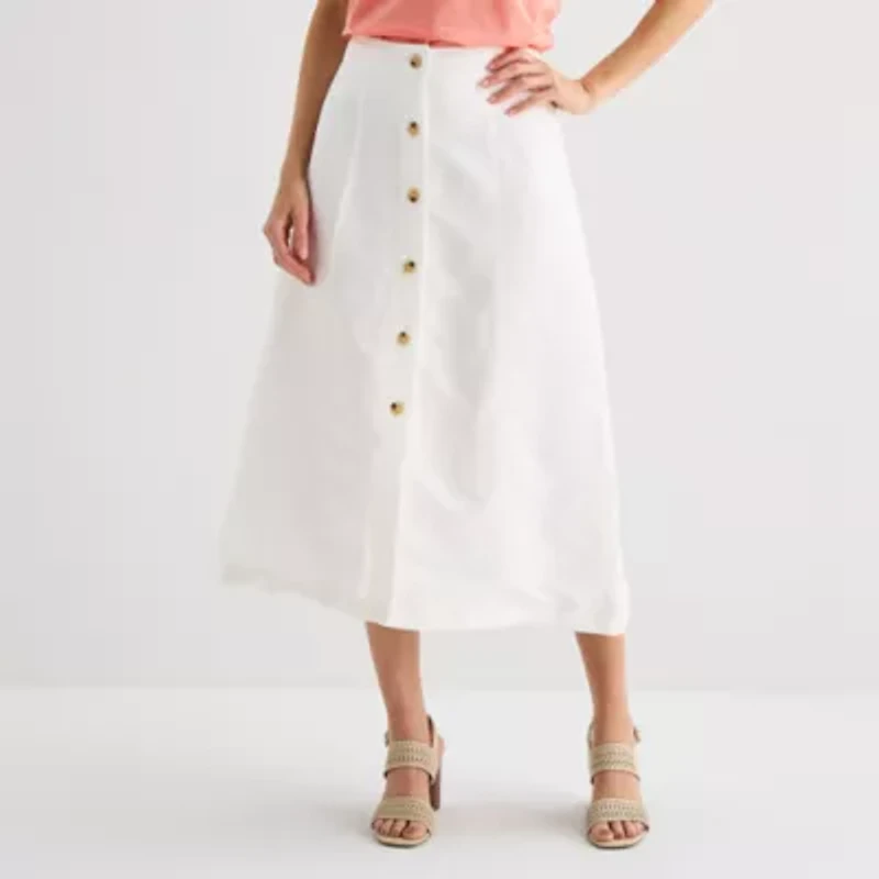 Liz Claiborne Womens Midi A-Line Skirt