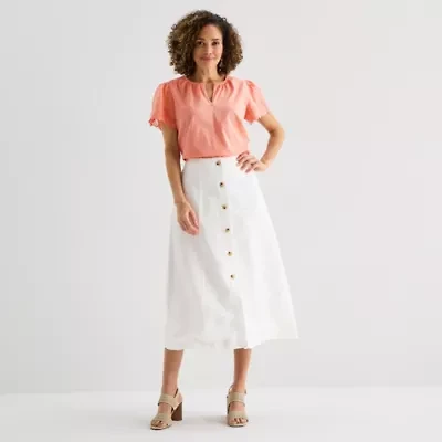 Liz Claiborne Womens Midi A-Line Skirt