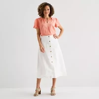 Liz Claiborne Womens Midi A-Line Skirt