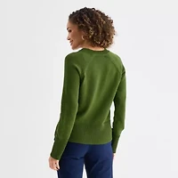 Liz Claiborne Womens V Neck Long Sleeve Pullover Sweater