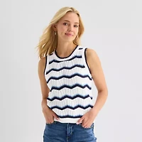 St. John's Bay Womens Crew Neck Sleeveless Chevron Pullover Sweater