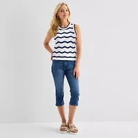 St. John's Bay Womens Crew Neck Sleeveless Chevron Pullover Sweater