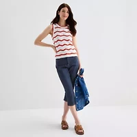 St. John's Bay Womens Crew Neck Sleeveless Chevron Pullover Sweater