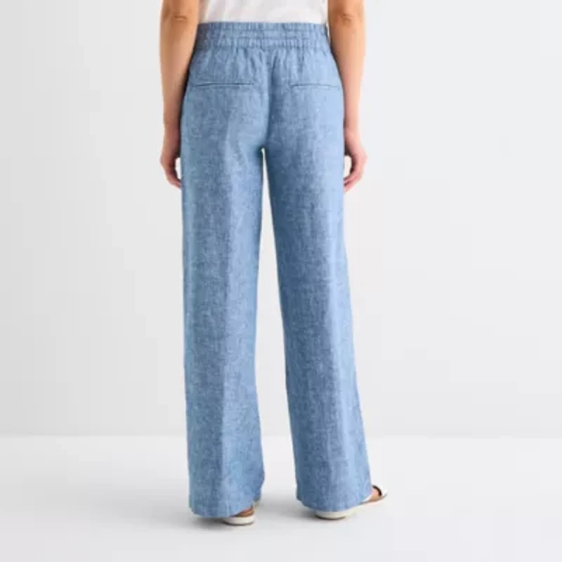 St. John's Bay Womens Wide Leg High Rise Pull-On Pant