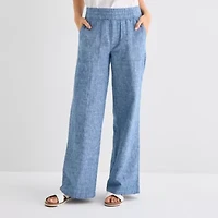 St. John's Bay Womens Wide Leg High Rise Pull-On Pant