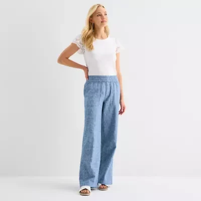 St. John's Bay Womens Wide Leg High Rise Pull-On Pant