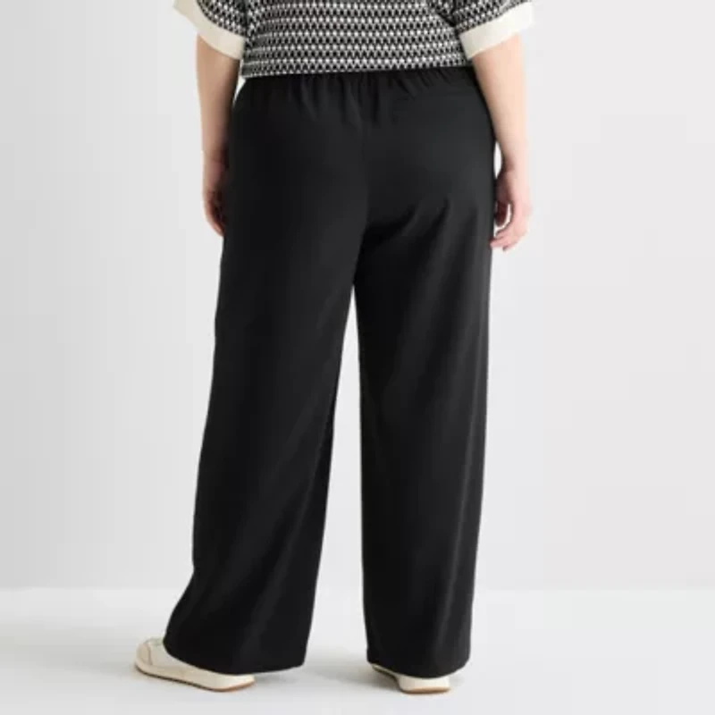 Stylus Womens Plus Wide Leg Mid Rise Trouser