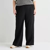 Stylus Womens Plus Wide Leg Mid Rise Trouser