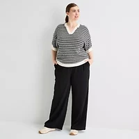 Stylus Womens Plus Wide Leg Mid Rise Trouser