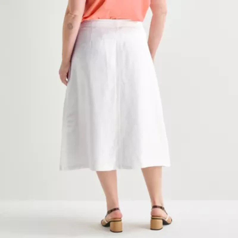 Liz Claiborne Womens Plus Midi Full Skirt