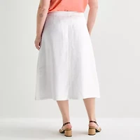 Liz Claiborne Womens Plus Midi Full Skirt
