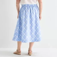 Liz Claiborne Womens Plus Mid Rise Midi Full Skirt