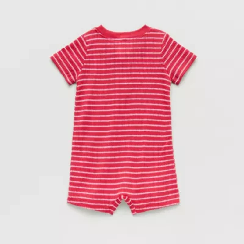 Okie Dokie Baby Boys Short Sleeve Striped Romper