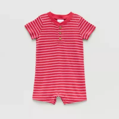 Okie Dokie Baby Boys Short Sleeve Striped Romper