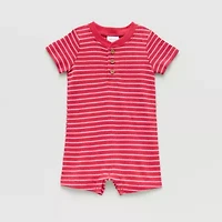 Okie Dokie Baby Boys Short Sleeve Striped Romper