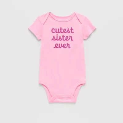 Okie Dokie Baby Girls Round Neck Short Sleeve Rib Bodysuit