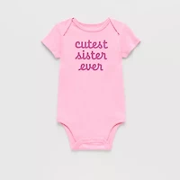 Okie Dokie Baby Girls Round Neck Short Sleeve Rib Bodysuit