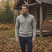 IZOD Button Mock Mens Mock Neck Long Sleeve Pullover Sweater